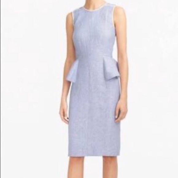 NWT J CREW LINEN PEPLUM FRENCH PERI BLUE DRESS - Picture 15 of 15
